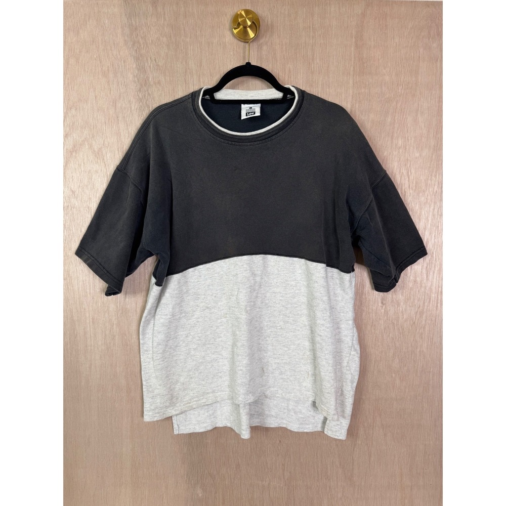 Vintage Lee Mens Two Tone Colorblock Oversized T-Shirt Gray Made in USA Large